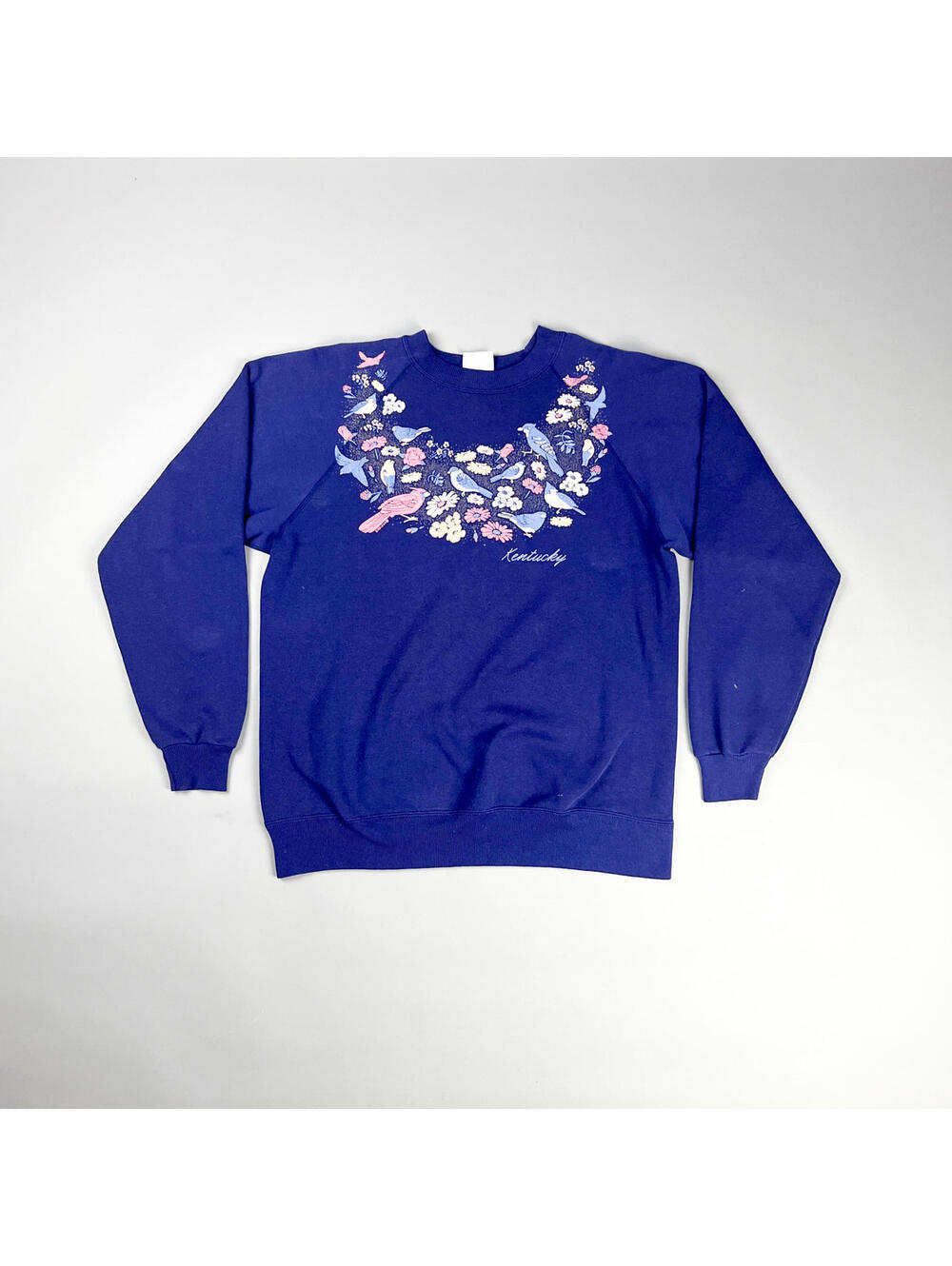 Vintage Nature Sweatshirt | 90's Deep Purple Floral and Bird Print Sweater